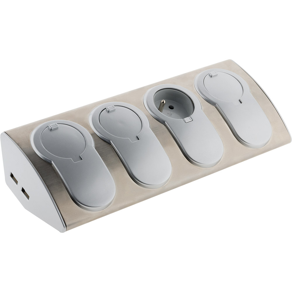 Prises Plan De Travail Cuisine Multiprise de cuisine parafoudre à câbler 4 prises + 2 USB | Otio