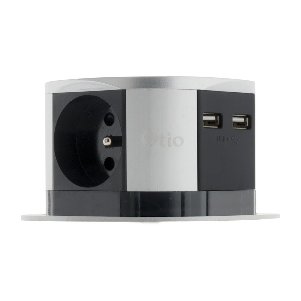 Multiprise encastrable - 3 prises + 2 USB - noir ou blanc - Vertikal